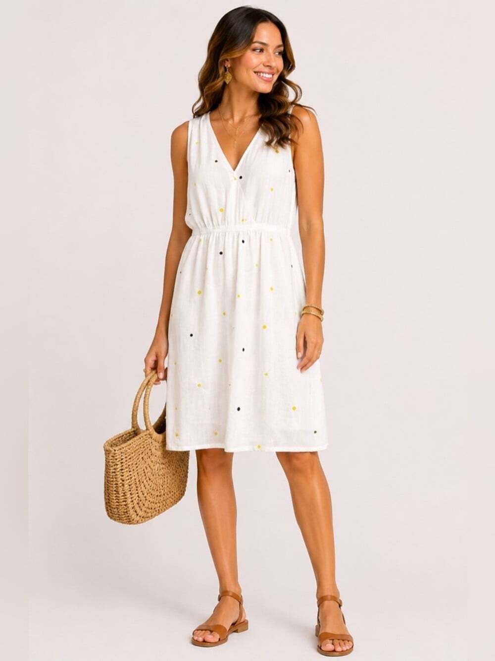 Aritzia Babaton Wilkes Silk Dress White Polka Dot NWT Sleeveless Size Small Luxe